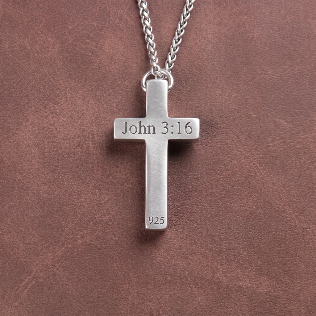 Custom Engravable 925 Silver Inset Crucifix Heirloom Jesus Pendant
