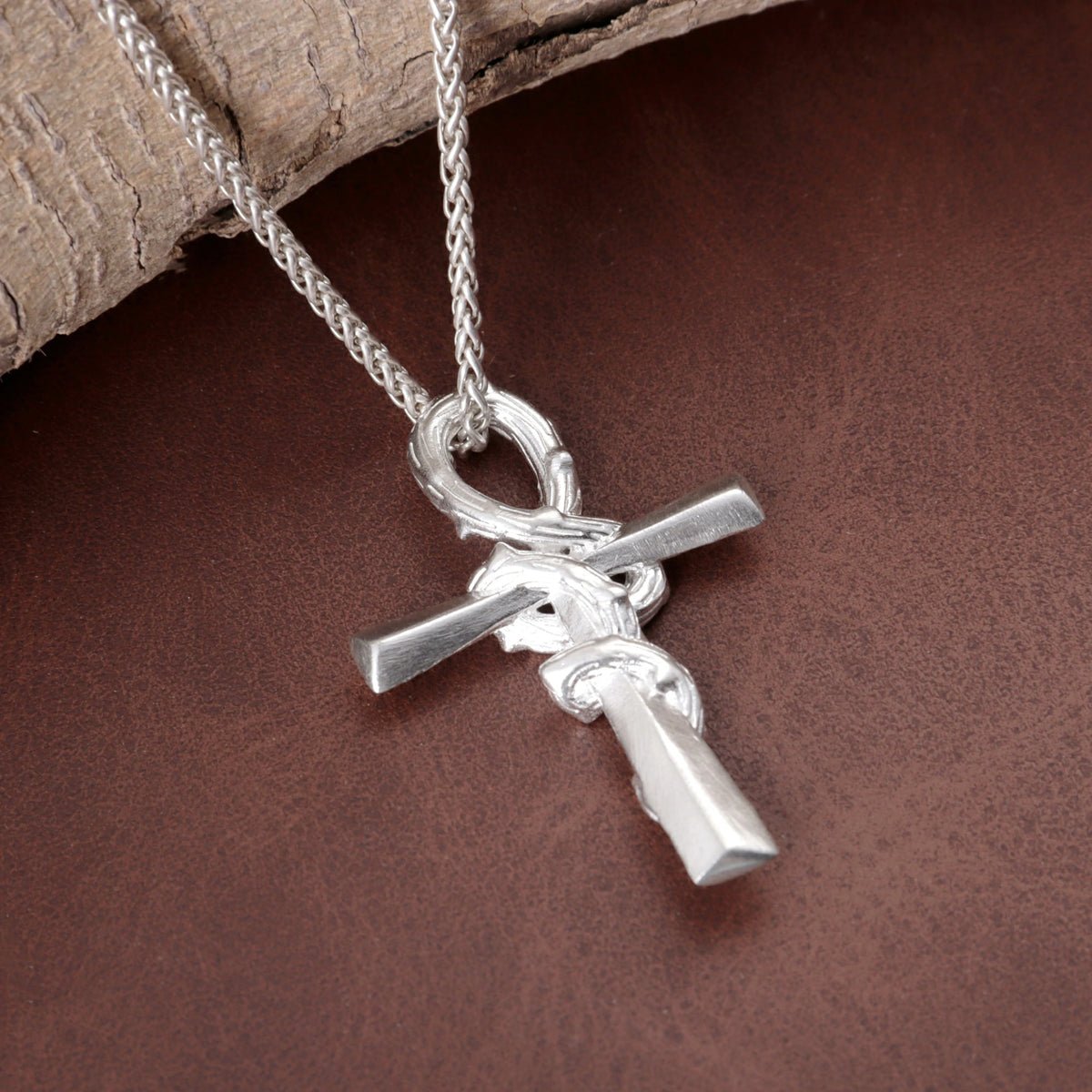 925 Sterling Silver Crown Of Thorns Cross Pendant Anchored In His Eternal Salvation