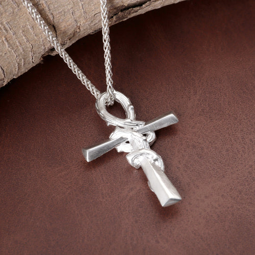925 Sterling Silver Crown Of Thorns Cross Pendant Anchored In His Eternal Salvation
