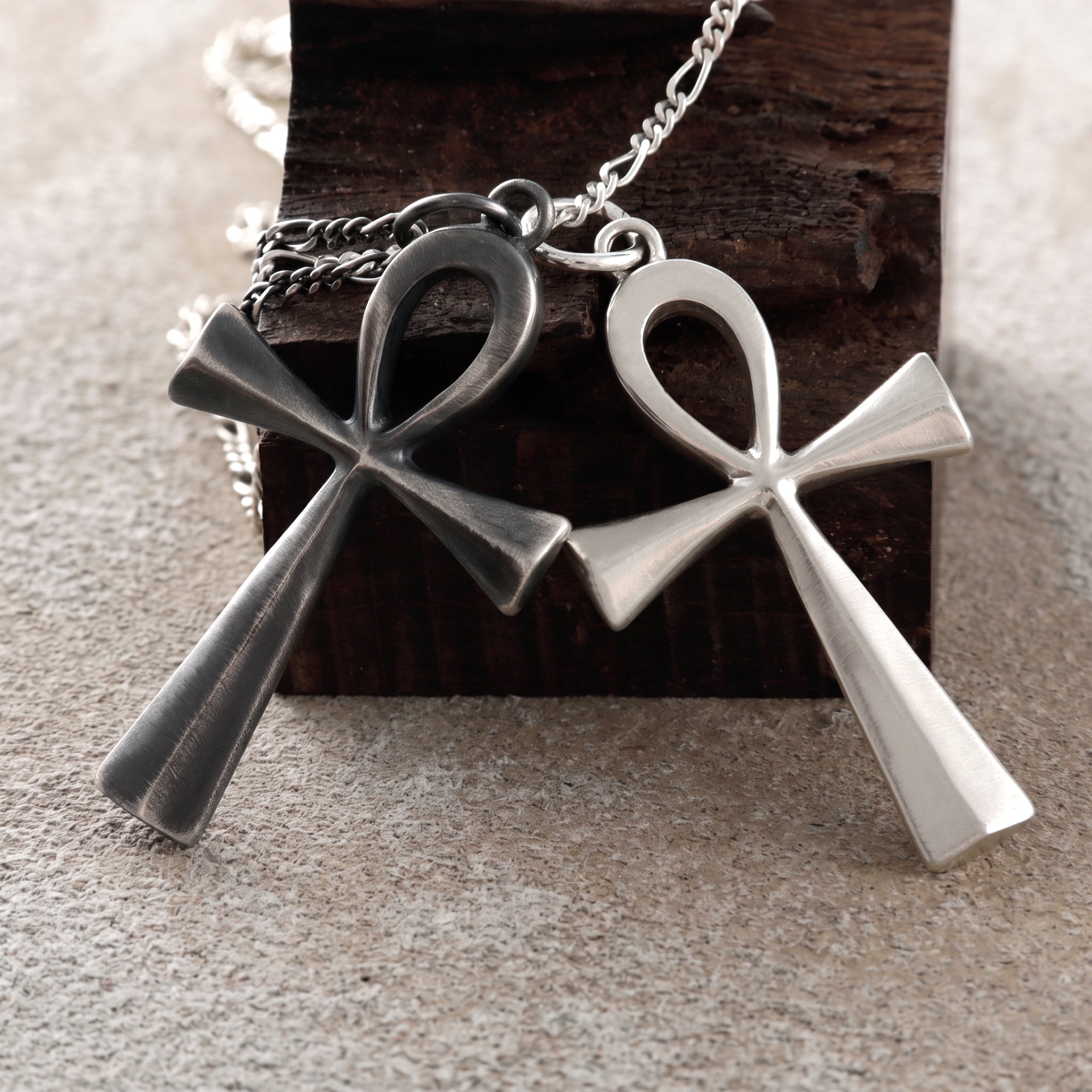925 Sterling Silver Beveled Ankh Holy Cross Durable Faith Pendant Necklace