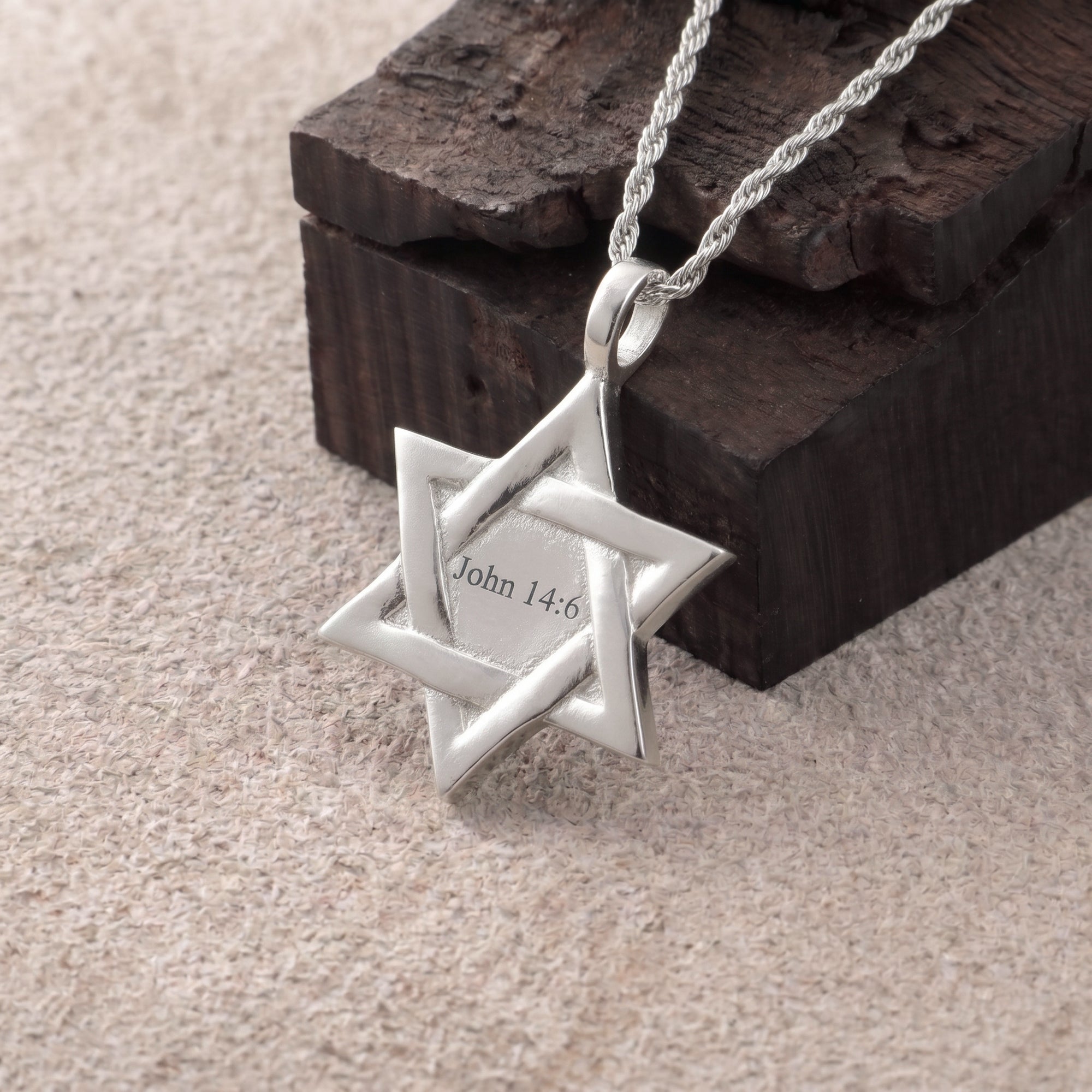925 Sterling Silver Star of David Cross Durable Custom Engravable Necklace
