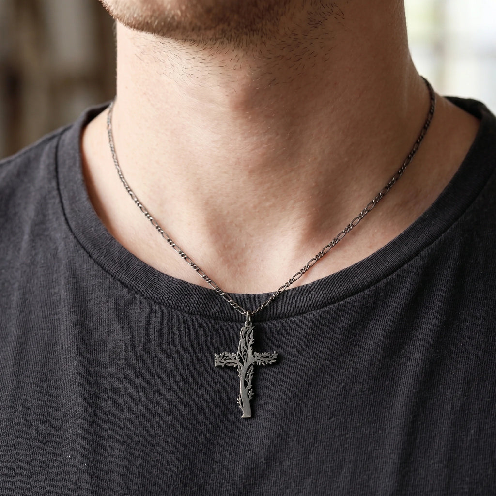 925 Sterling Silver Tree of Life Cross Pendant Offering Renewal and Eternal Life
