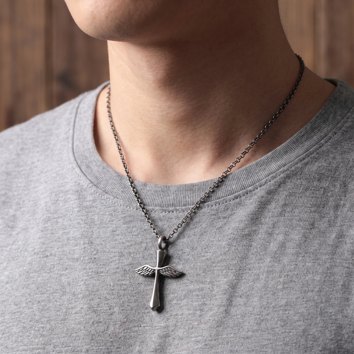 Custom 925 Sterling Silver Angel Wings Cross Pendant Bringing Holy Protection And Grace