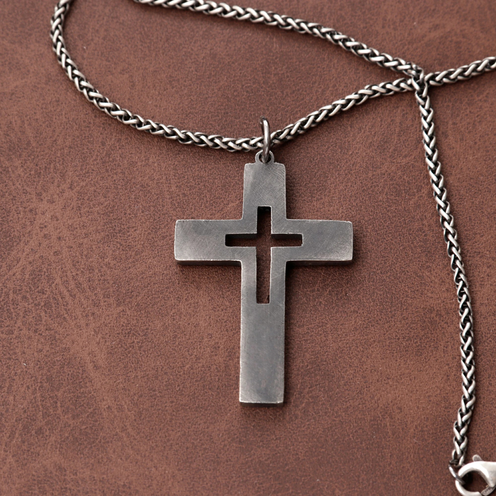 925 Sterling Silver Cutout Cross Pendant for Sacred Faith Within & Divine Protection
