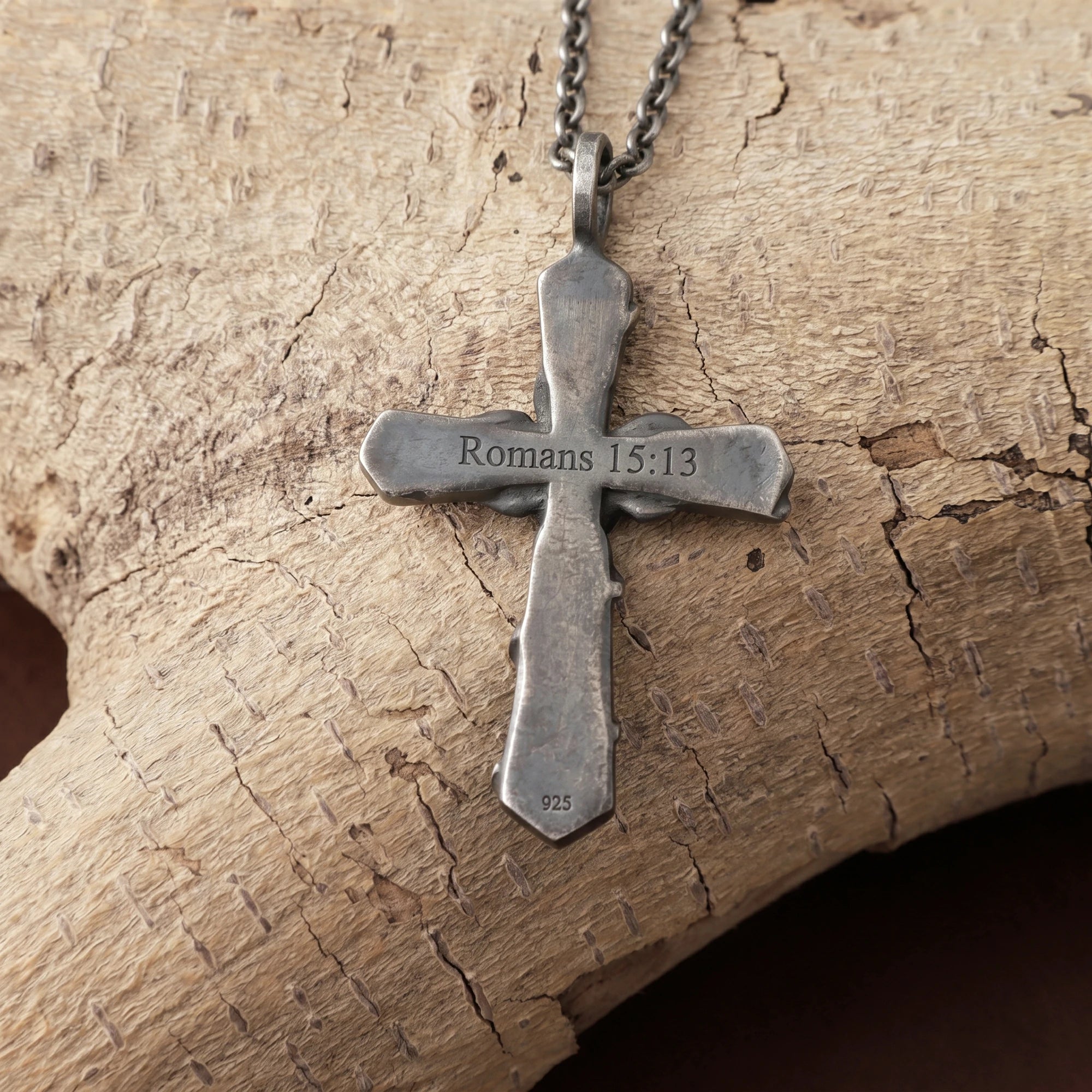 Personalized 925 Sterling Silver Rose Cross Pendant for His Eternal Love and Devotion