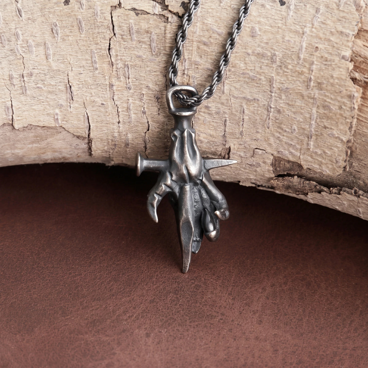 925 Sterling Silver Holy Nail Crucifixion Hand Pendant Bearing His Eternal Sacrifice