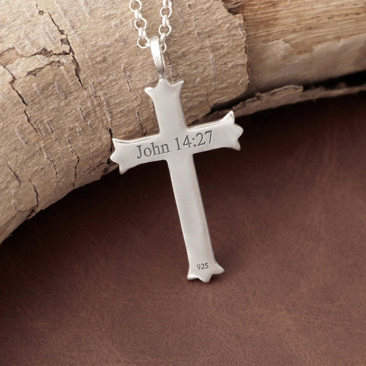 Custom 925 Sterling Silver Hammered Cross Pendant Offering Sacred Grace And Living Water