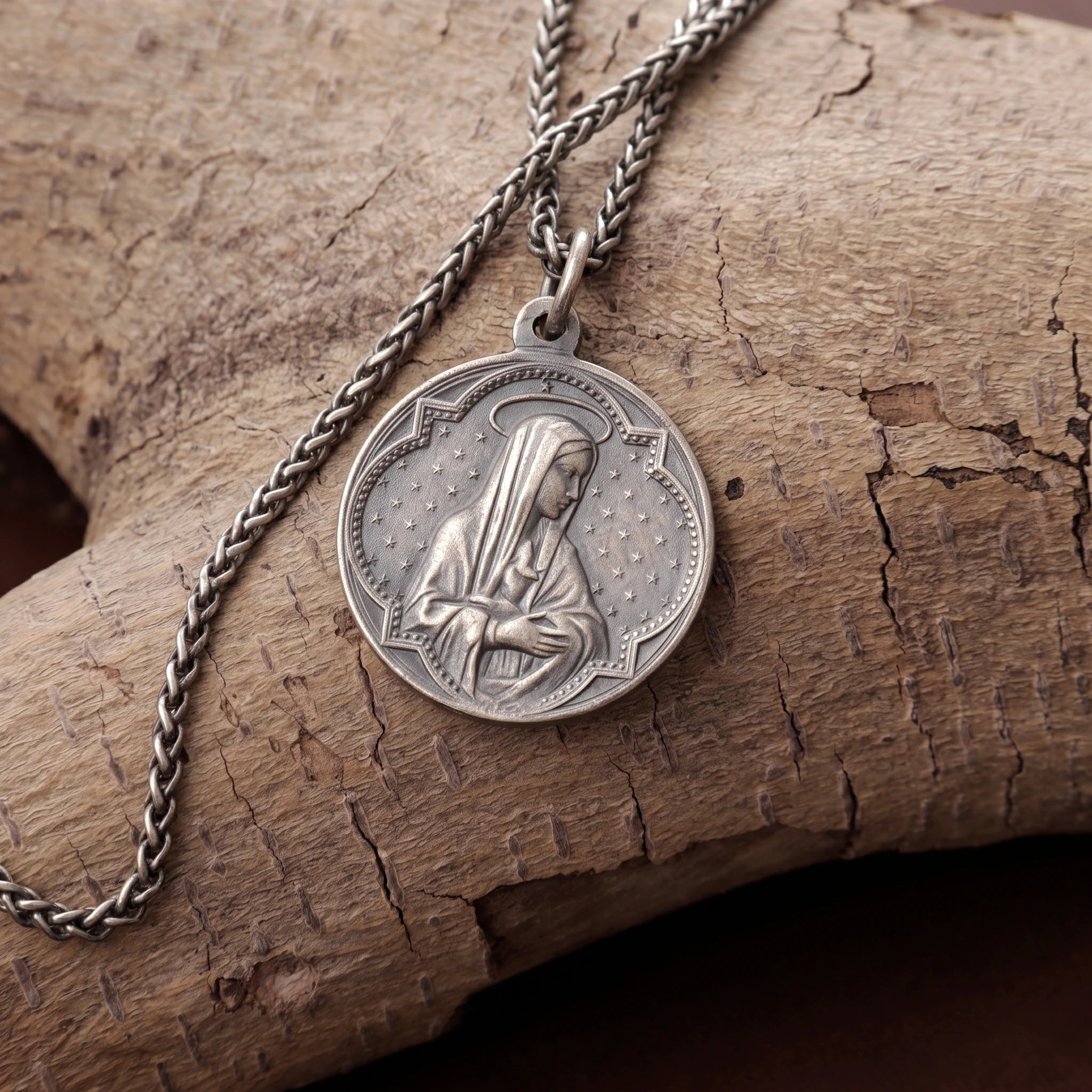 925 Sterling Silver Jesus & Virgin Mary Medal for Divine Blessing & Protection