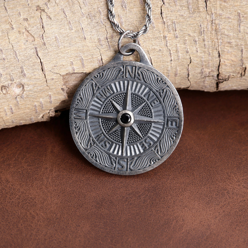 925 Sterling Silver Engravable Compass Pendant Guiding Your Journey In Timeless Style