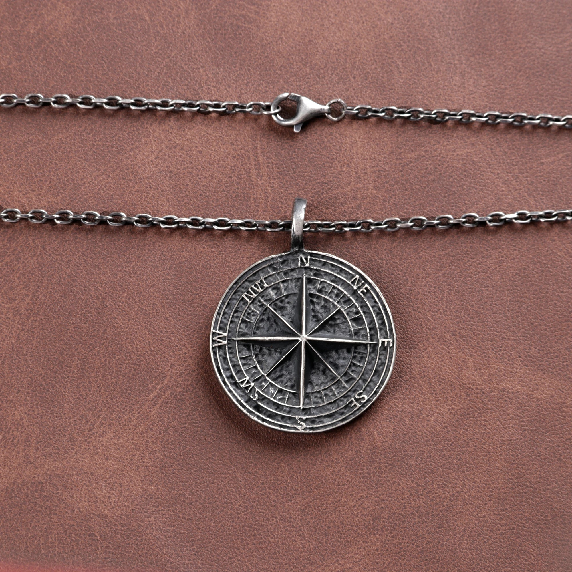 Vintage 925 Sterling Silver Compass Pendant Necklace for Guidance & Adventure