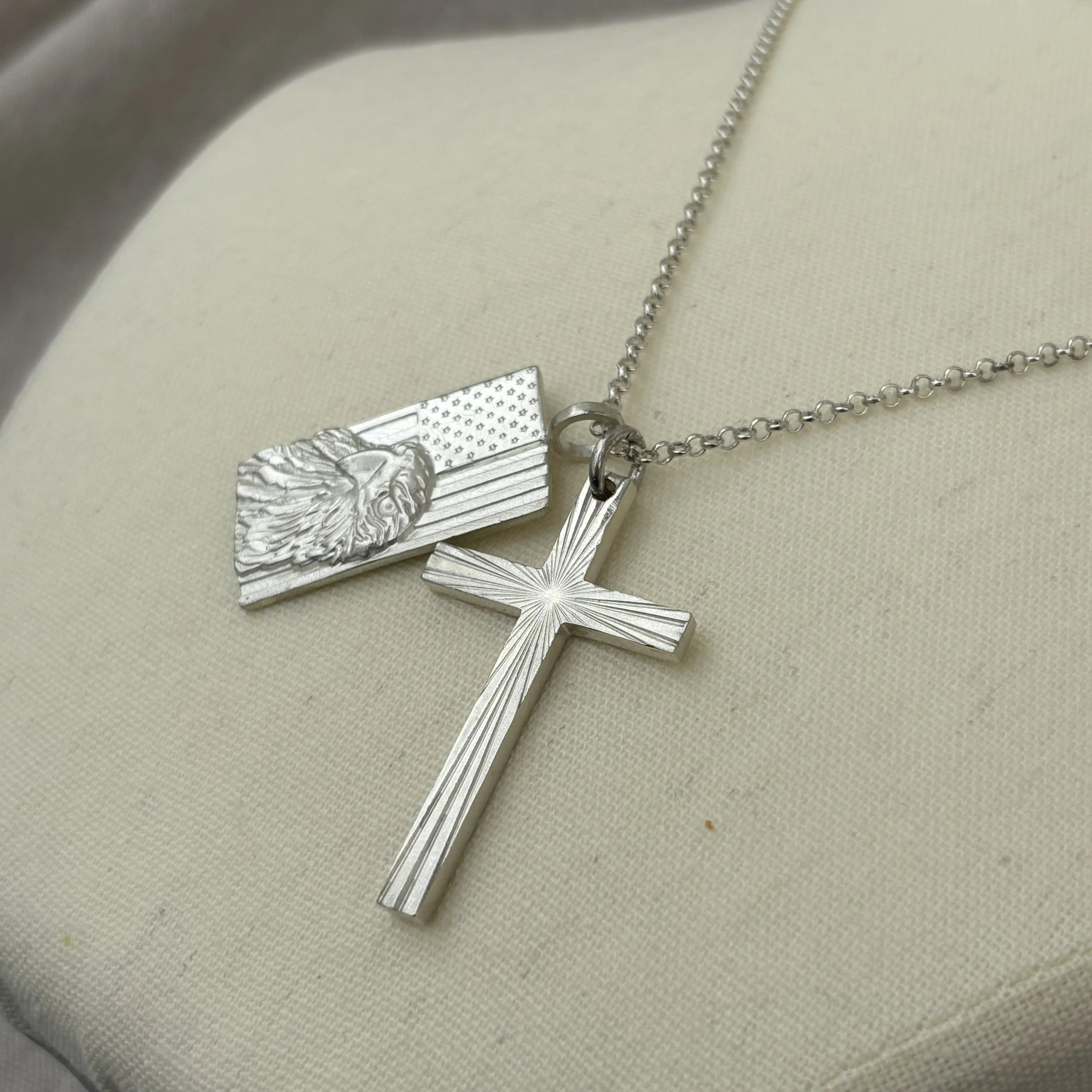 Sovereign Wings Radiant Cross, Solid 925 Sterling Silver Faith & Freedom Necklace