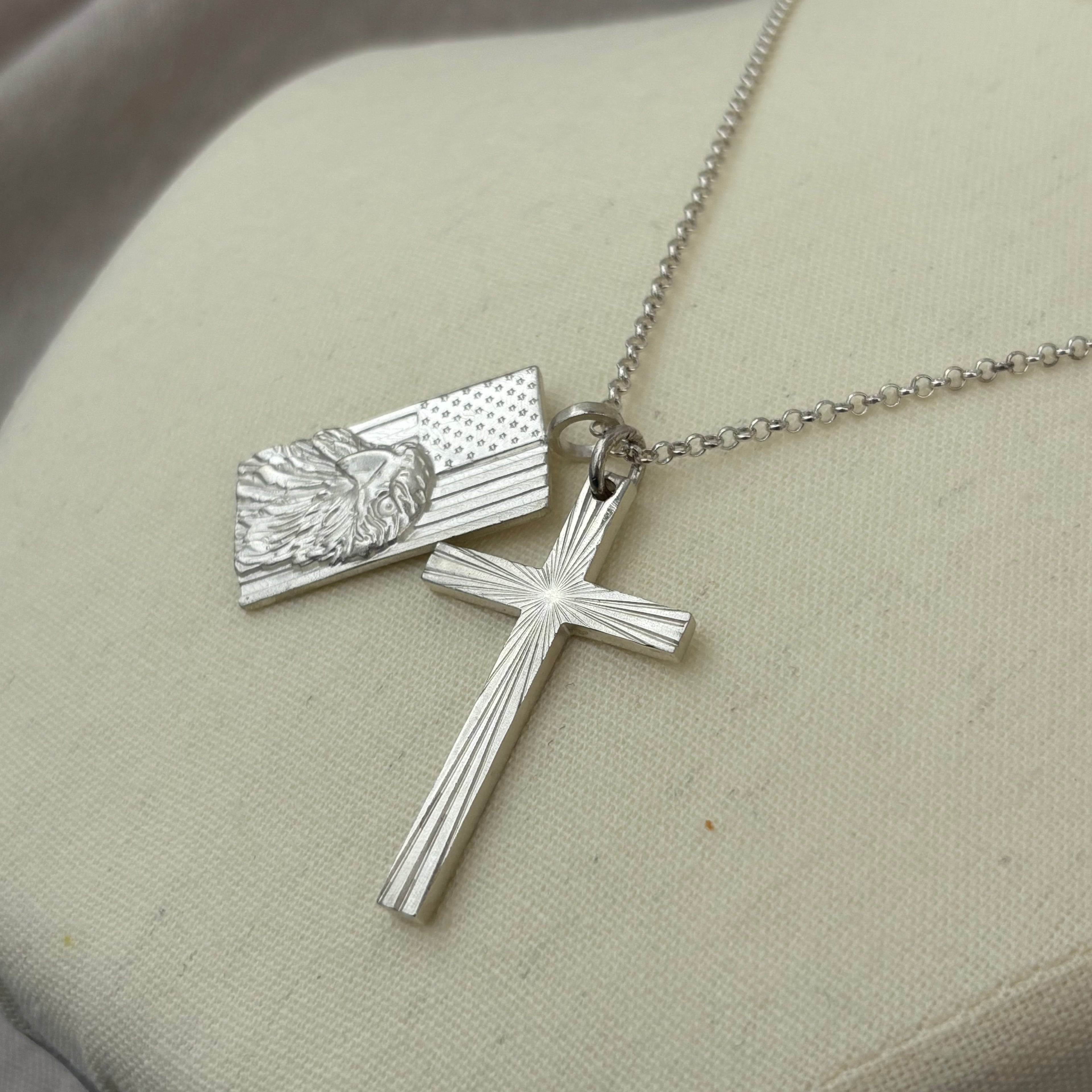 Sovereign Wings Radiant Cross, Solid 925 Sterling Silver Faith & Freedom Necklace