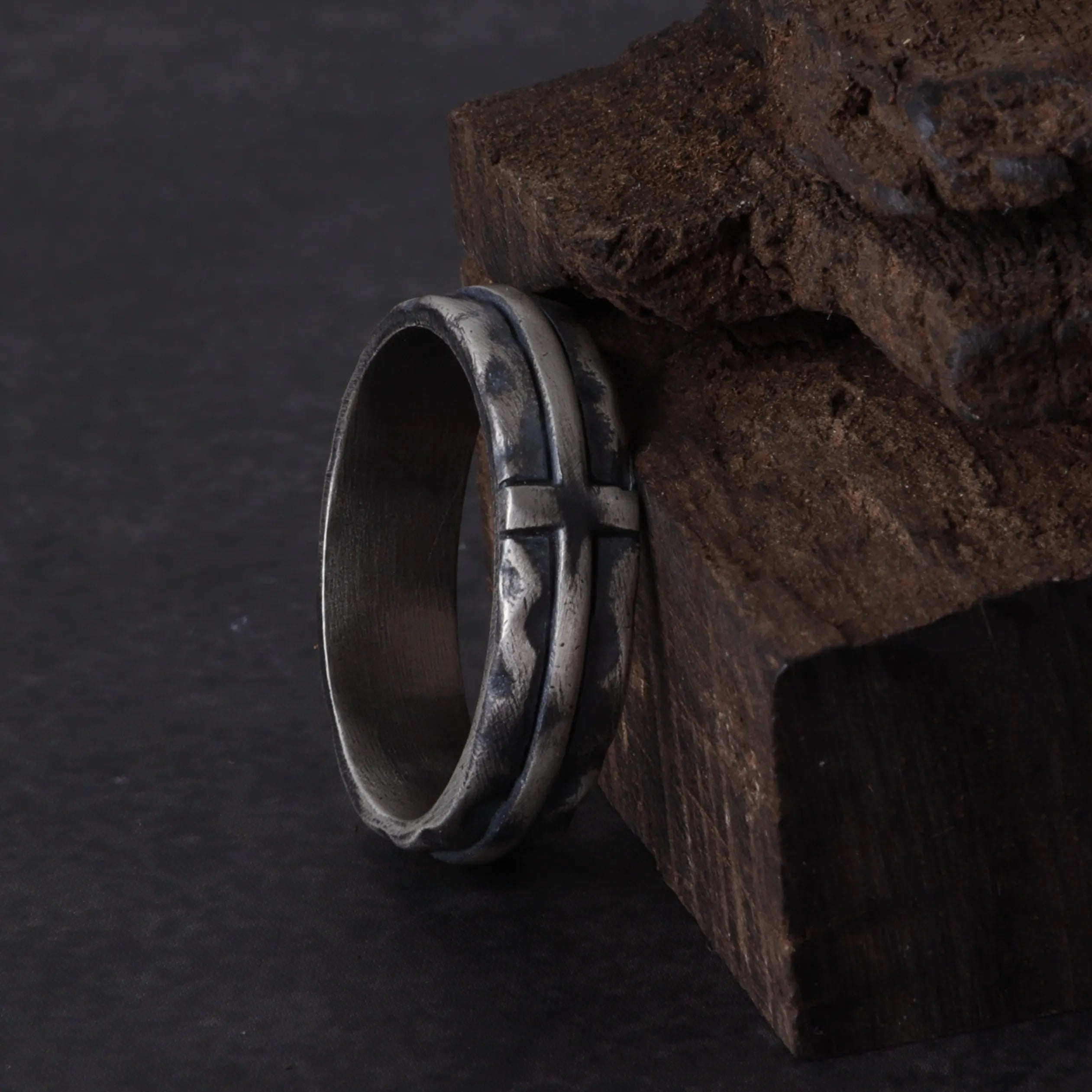 Engravable Antique 925 Sterling Silver Cross Ring, Symbol of Redemption, Shelter & Forgiving Love