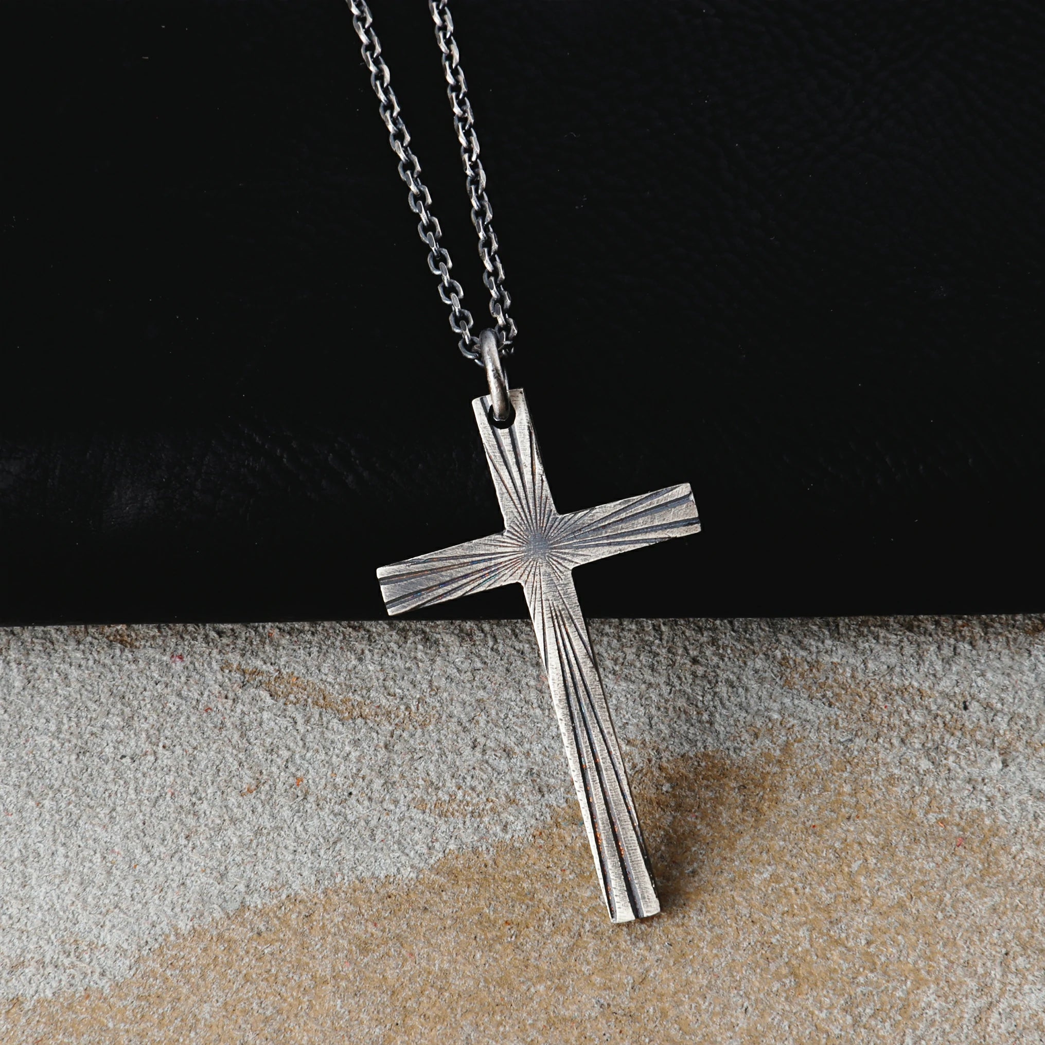 Eternal Light Sunburst Cross Pendant, 925 Sterling Silver Devotional Protection Amulet
