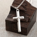925 Sterling Silver Beveled Holy Cross Durable Custom Engravable Faith Pendant Necklace