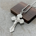 Divine Redemption INRI Crucifix, Solid 925 Sterling Silver Baroque Faith Necklace
