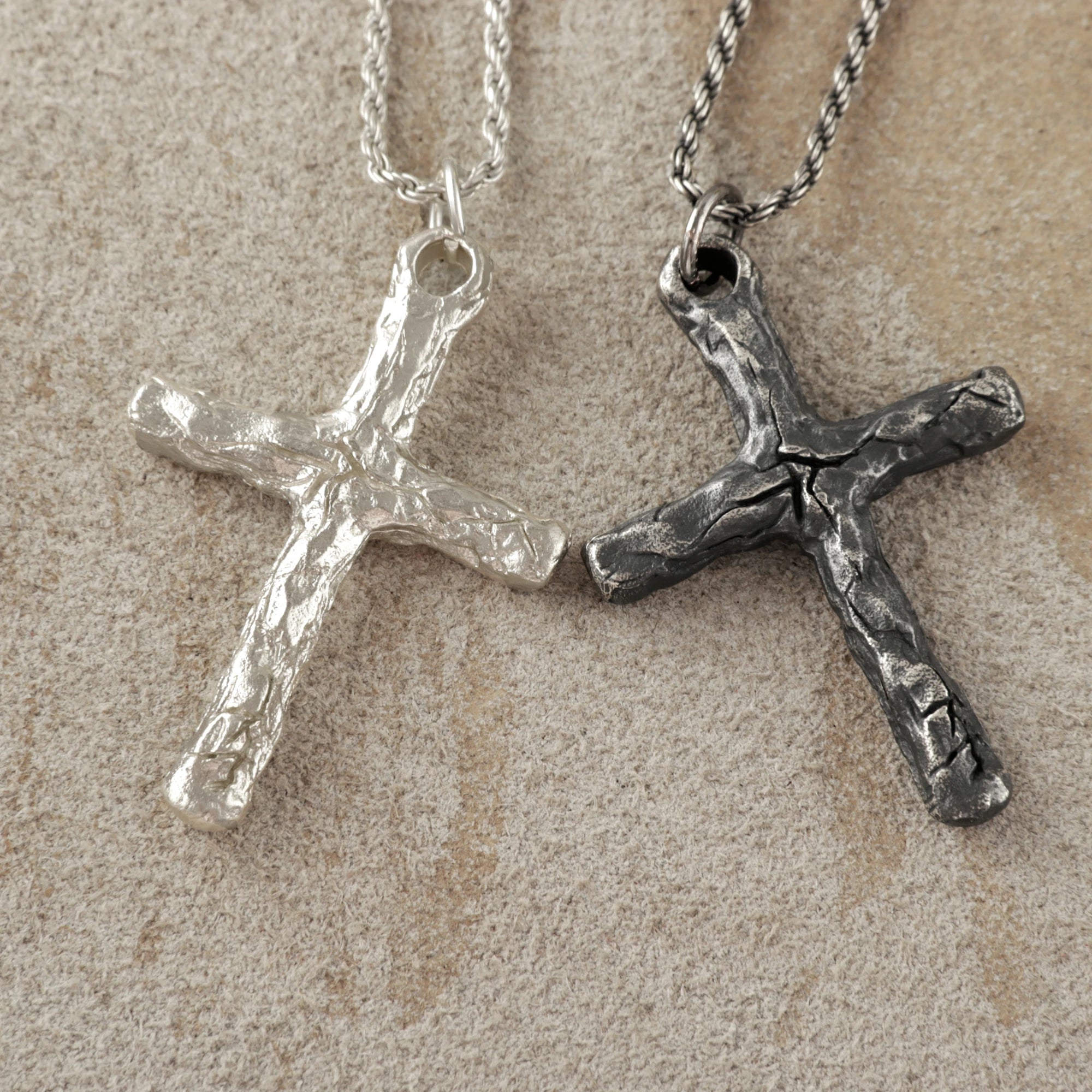 925 Sterling Silver Rustic Textured Holy Cross Durable Faith Pendant Necklace