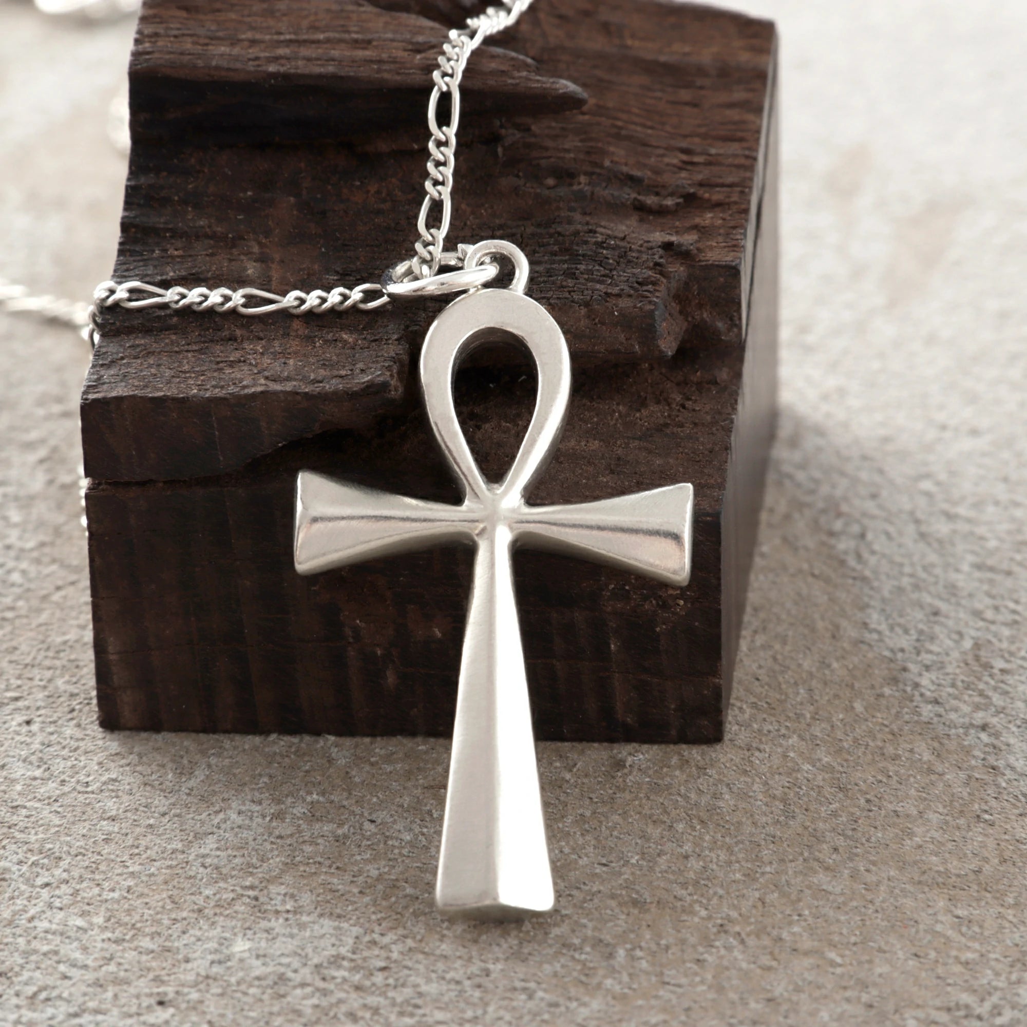 925 Sterling Silver Beveled Ankh Holy Cross Durable Faith Pendant Necklace