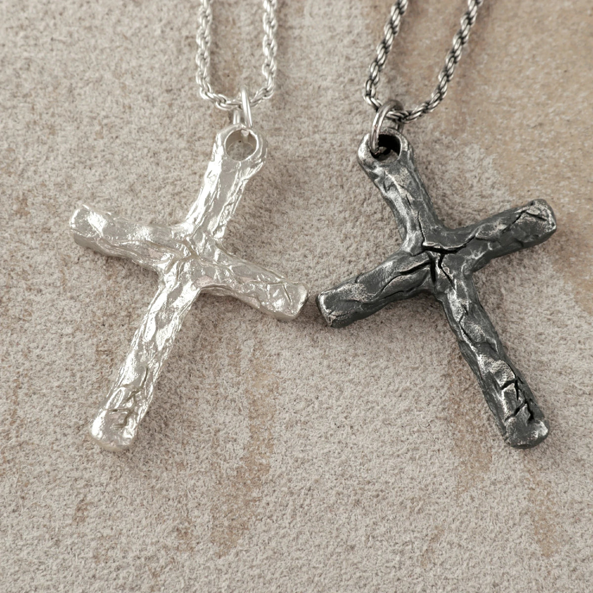 925 Sterling Silver Rustic Textured Holy Cross Durable Faith Pendant Necklace