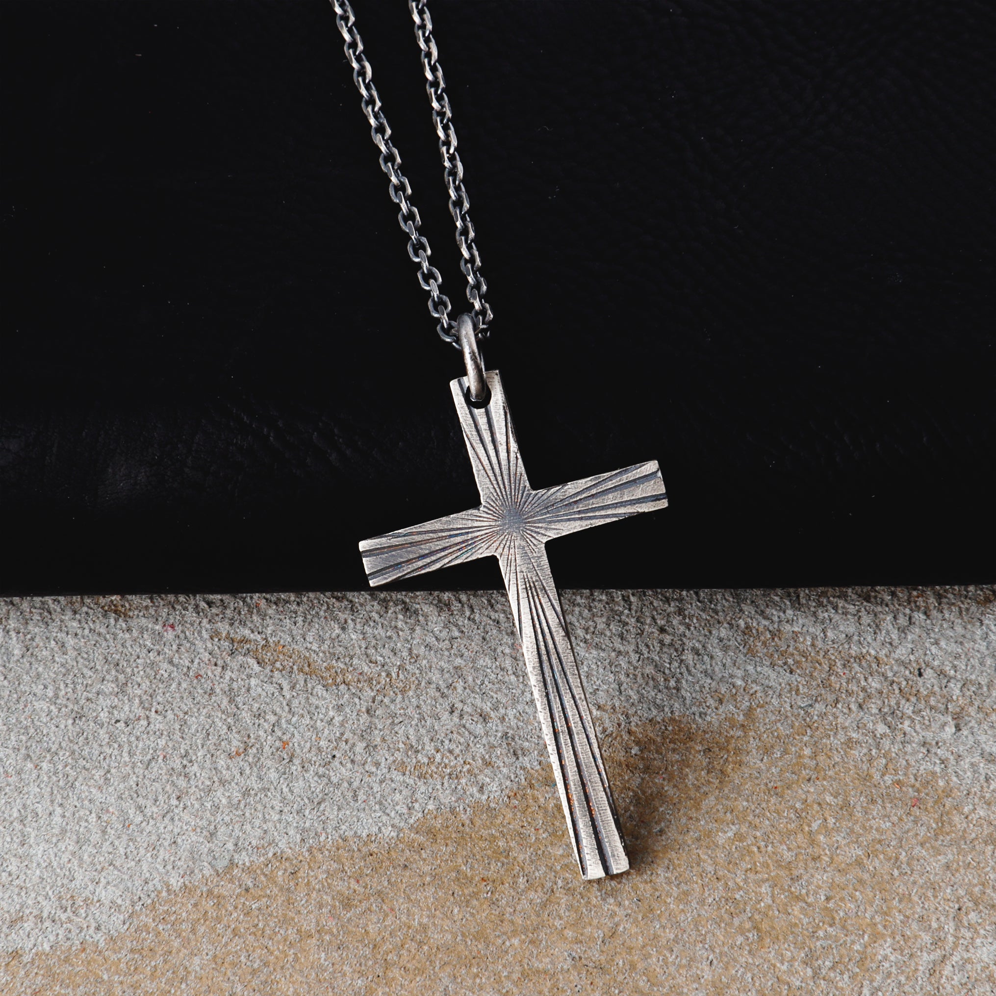 Eternal Light Sunburst Cross Pendant, 925 Sterling Silver Devotional Protection Amulet