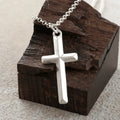 925 Sterling Silver Beveled Holy Cross Durable Custom Engravable Faith Pendant Necklace