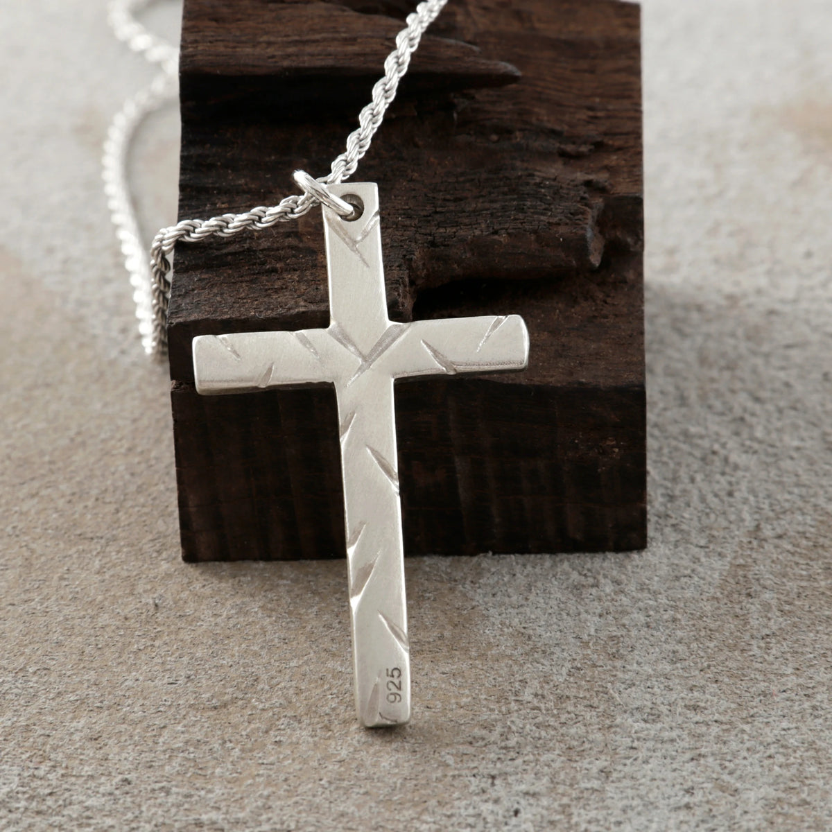 925 Sterling Silver Chiseled Holy Cross Durable Religious Faith Pendant Necklace