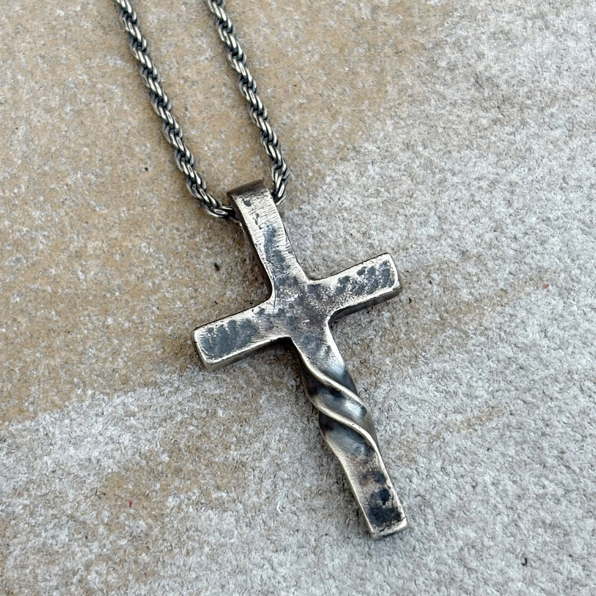 Unwavering Spirit Twisted Cross Pendant, 925 Sterling Silver Faith Amulet