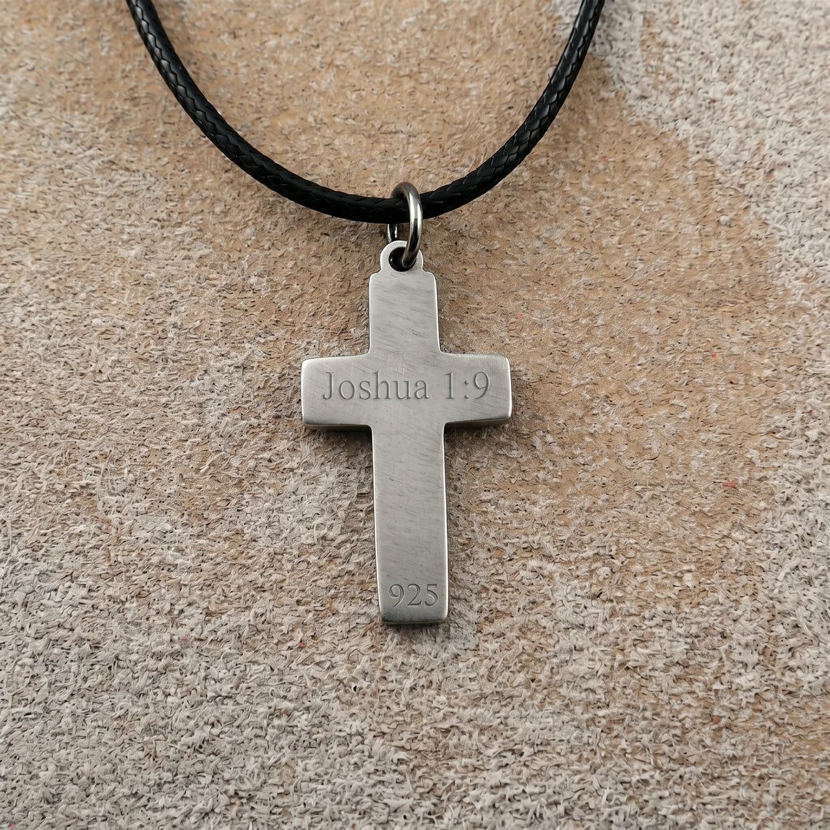 Rock of Ages Sunken Crucifix, Heavy Hammered 925 Sterling Silver Faith Necklace