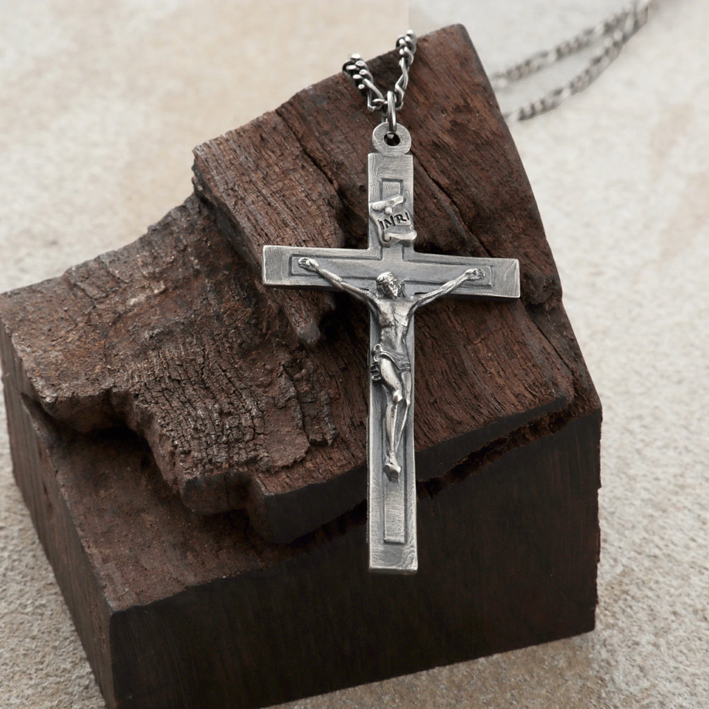 Sacred Fortitude Christ Pendant, Retro & Polished 925 Sterling Silver Talisman