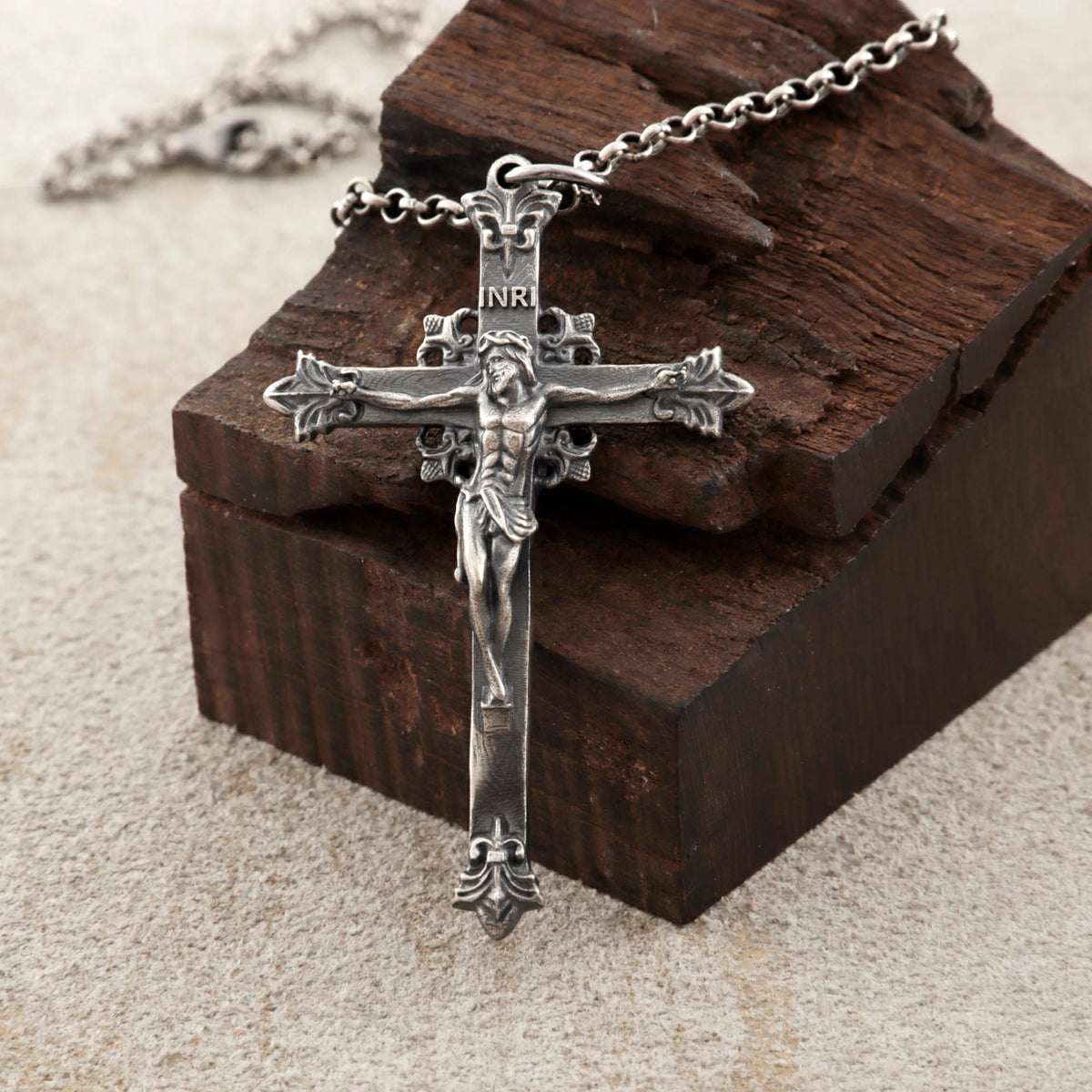 Sacred Double-Sided Crucifix Pendant, Solid 925 Sterling Silver Holy Mary Faith Cross