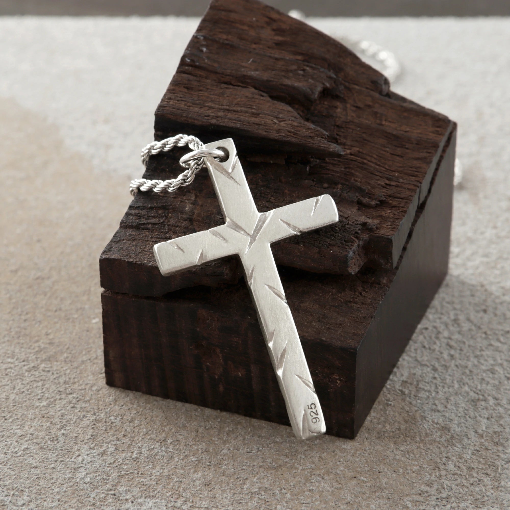 925 Sterling Silver Chiseled Holy Cross Durable Religious Faith Pendant Necklace