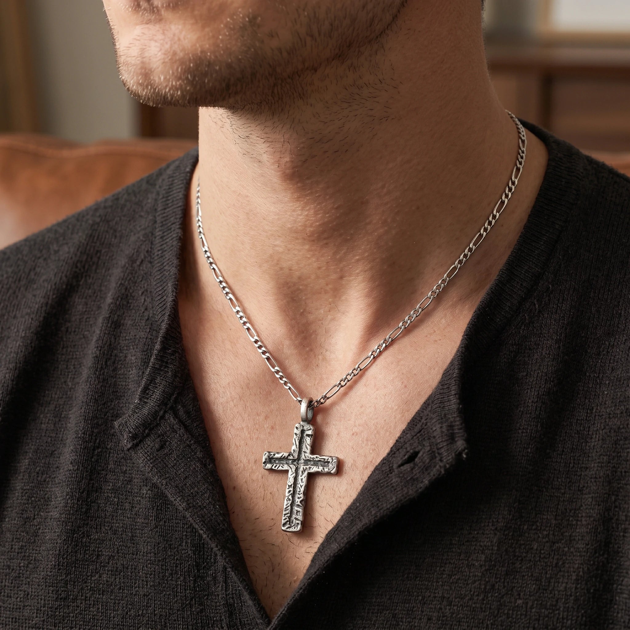 925 Sterling Silver Old Rugged Cross Durable Sacred Faith Pendant Necklace