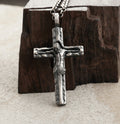 Sacred Jesus Crucifix Pendant, Engravable Solid 925 Sterling Silver Christian Faith Cross Necklace