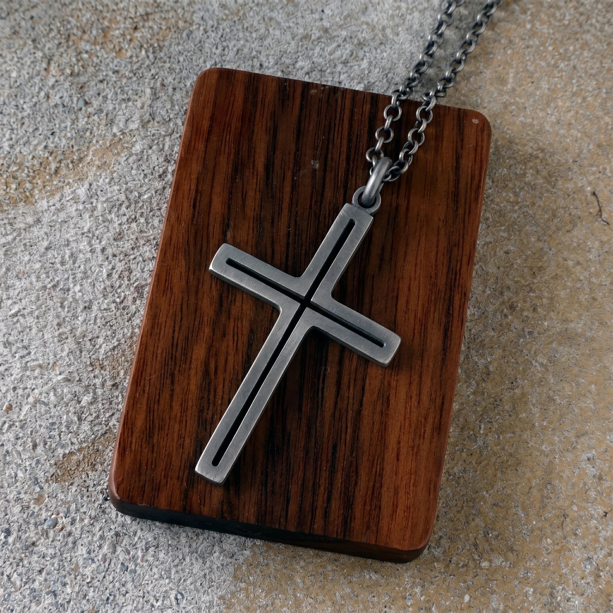 Sacred Light Hollow Cross Pendant, Solid 925 Sterling Silver Faith Alignment Necklace