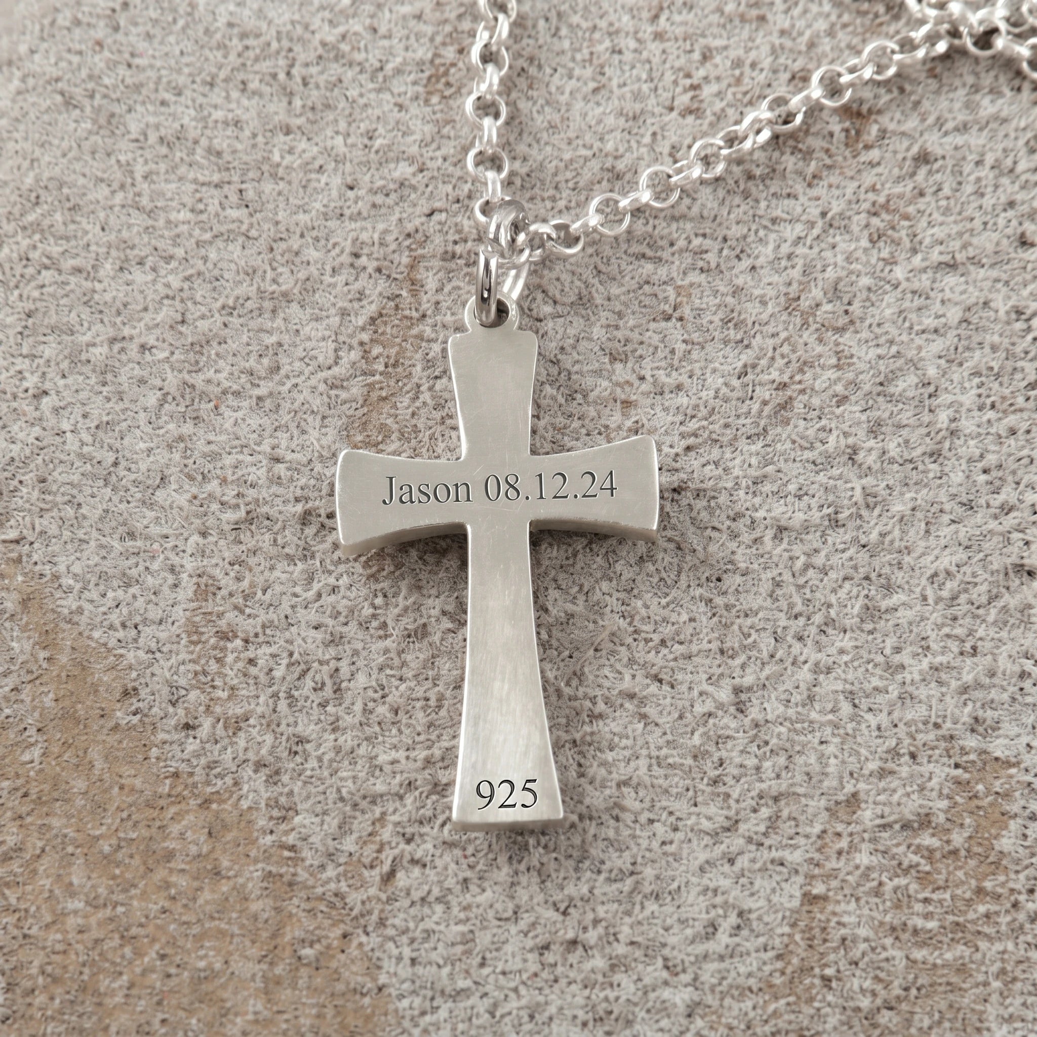 925 Sterling Silver Heirloom Tiered Holy Cross Engravable Faith Pendant Necklace
