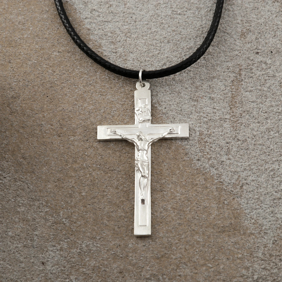 Sacred Fortitude Christ Pendant, Retro & Polished 925 Sterling Silver Talisman