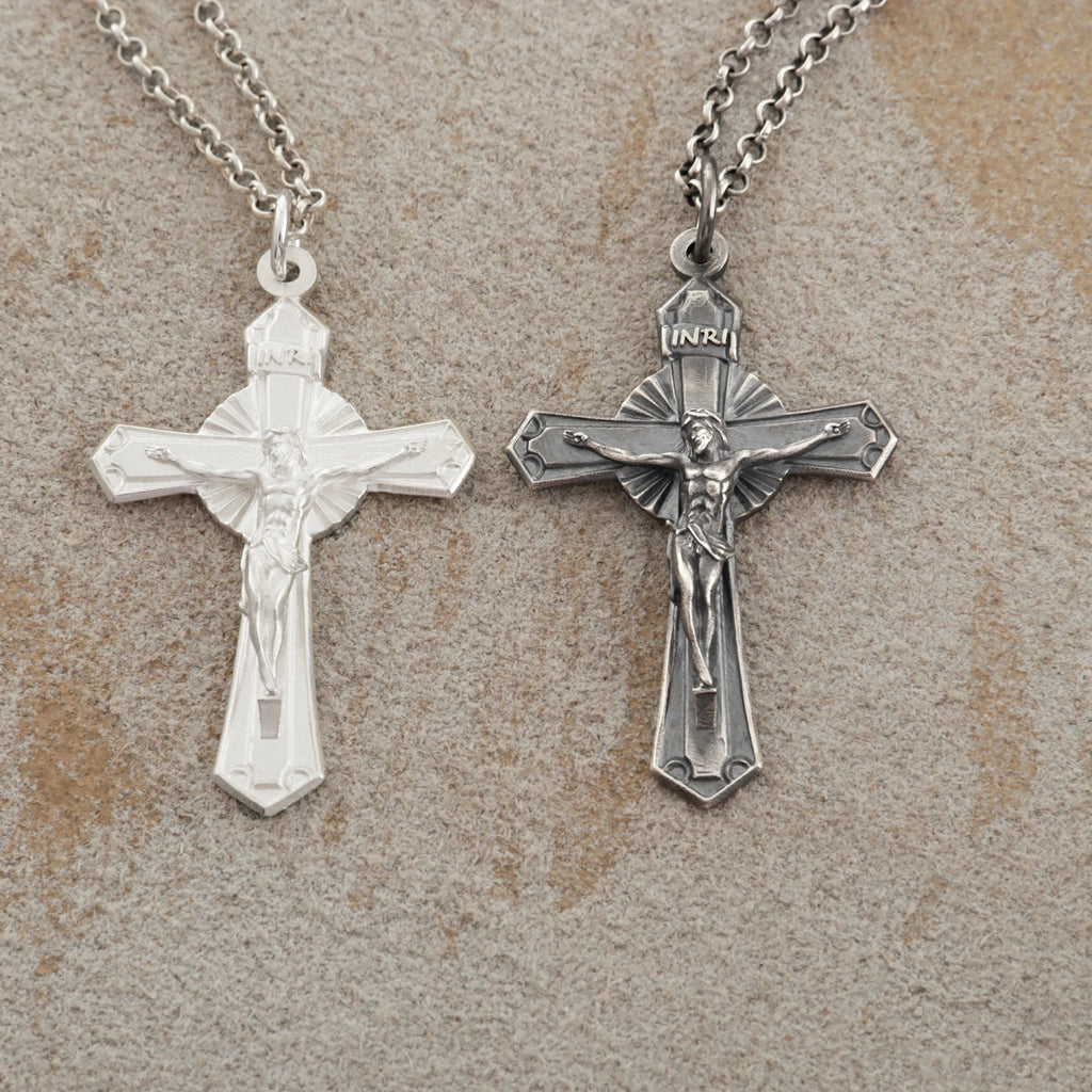 925 Sterling Silver Holy Crucifix Necklace, Sacred Jesus Cross Pendant for Faith & Protection