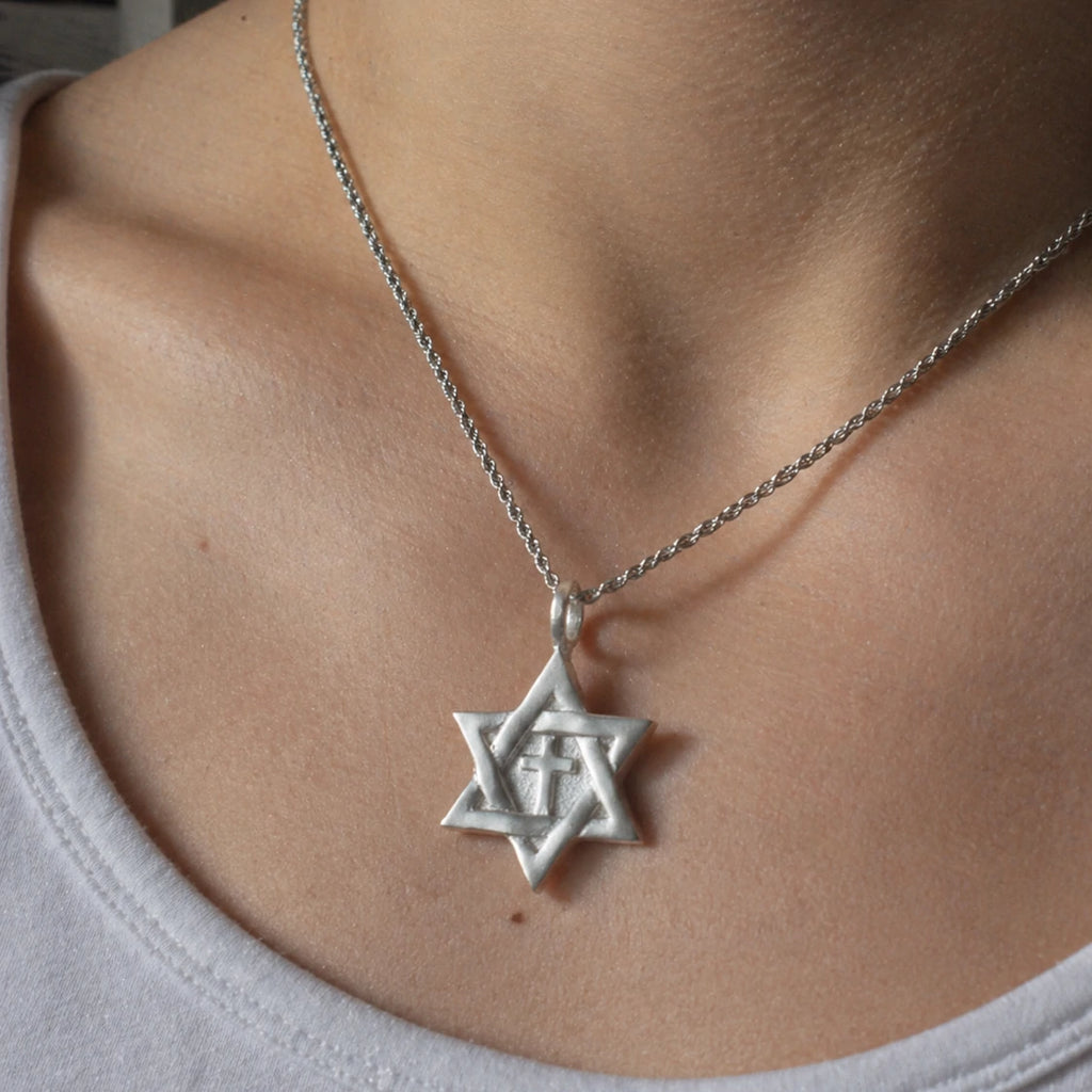 925 Sterling Silver Star of David Cross Durable Custom Engravable Necklace