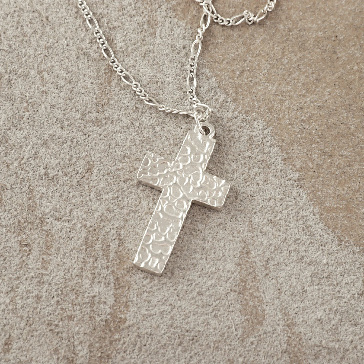 925 Sterling Silver Hammered Holy Cross Durable Custom Engravable Faith Pendant Necklace