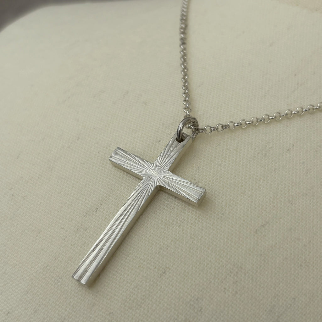 Sovereign Wings Radiant Cross, Solid 925 Sterling Silver Faith & Freedom Necklace