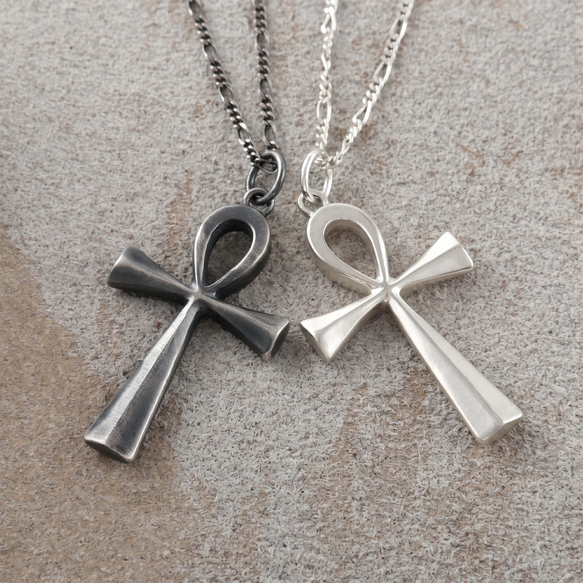 925 Sterling Silver Beveled Ankh Holy Cross Durable Faith Pendant Necklace