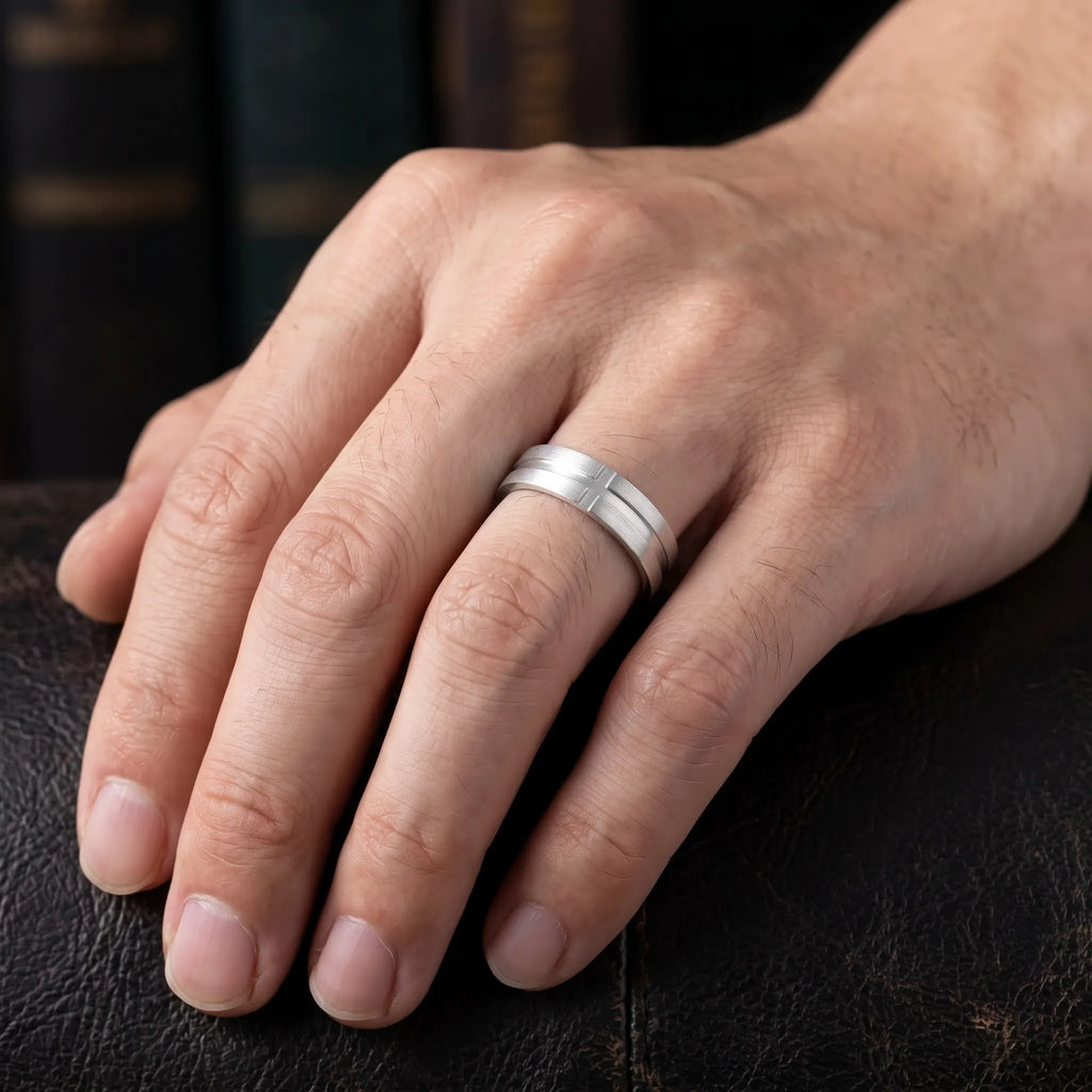 Personalized 925 Sterling Silver Cross Ring Engraved Faith Jewelry Mens Gift