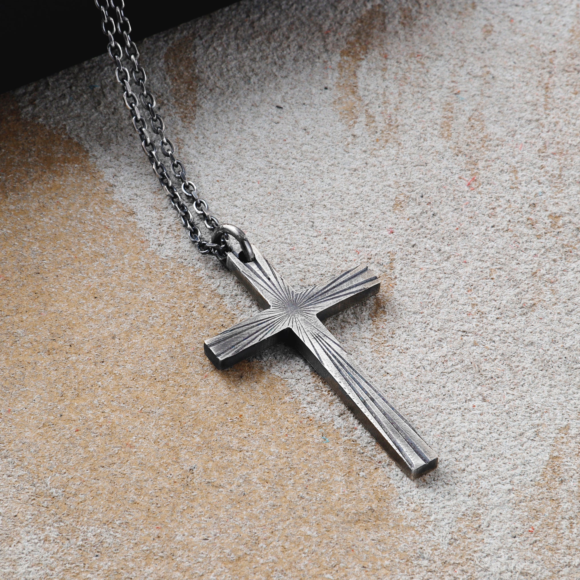 Eternal Light Sunburst Cross Pendant, 925 Sterling Silver Devotional Protection Amulet