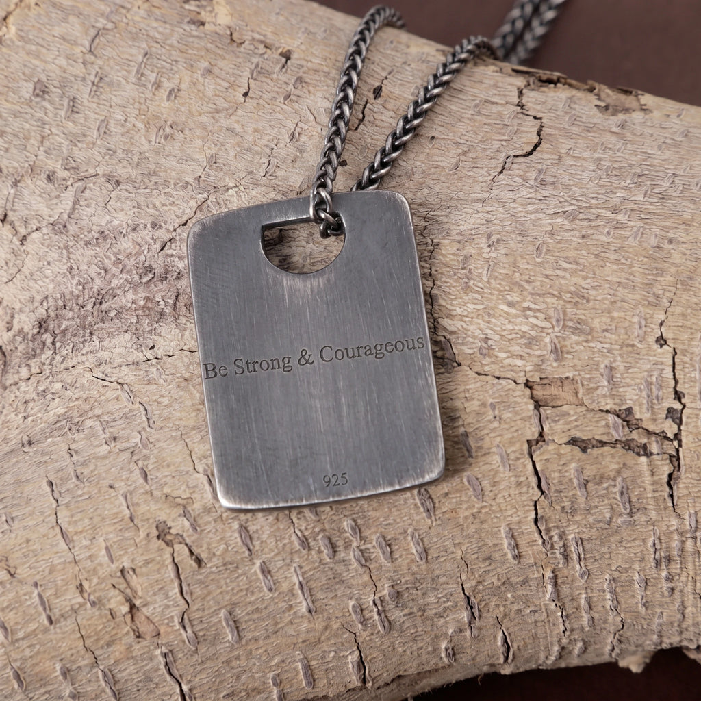 925 Sterling Silver Engravable Military Tag Cross Pendant Bound In Divine Protection