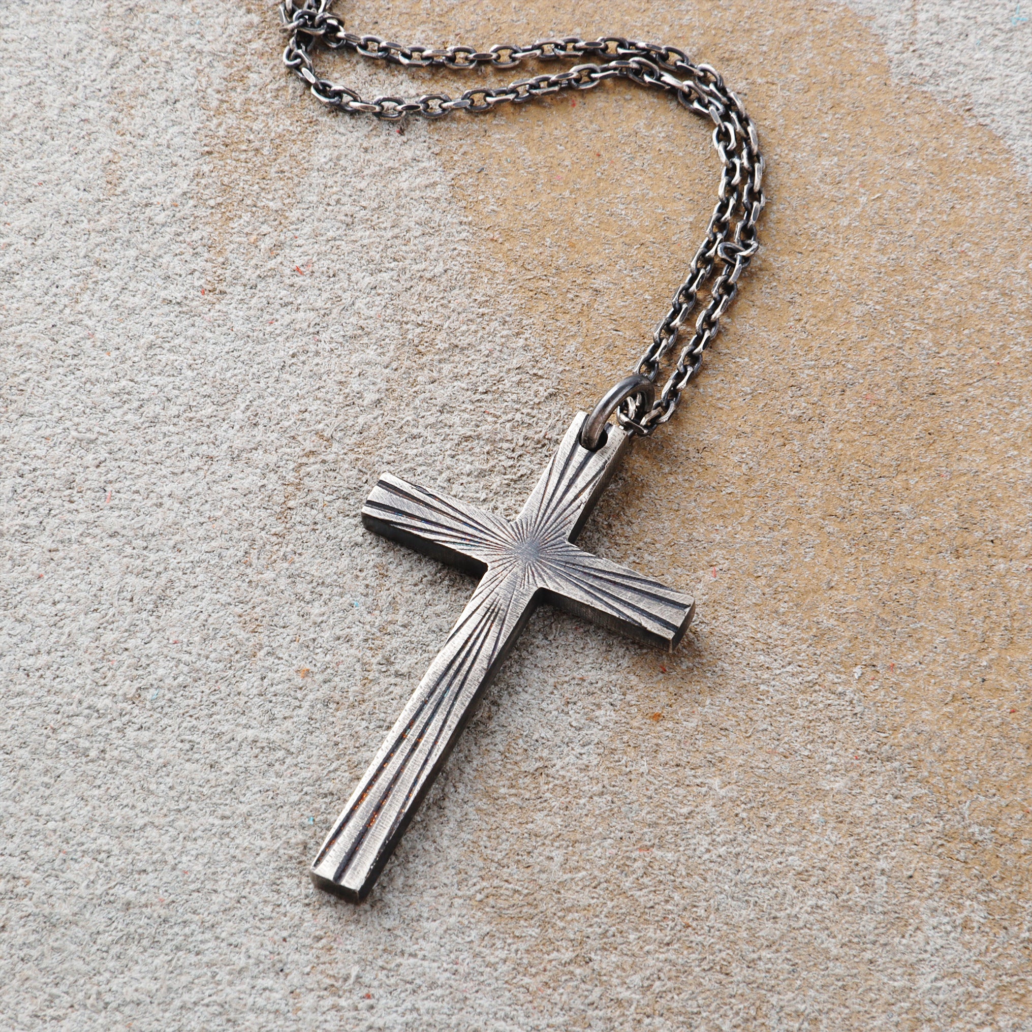 Eternal Light Sunburst Cross Pendant, 925 Sterling Silver Devotional Protection Amulet