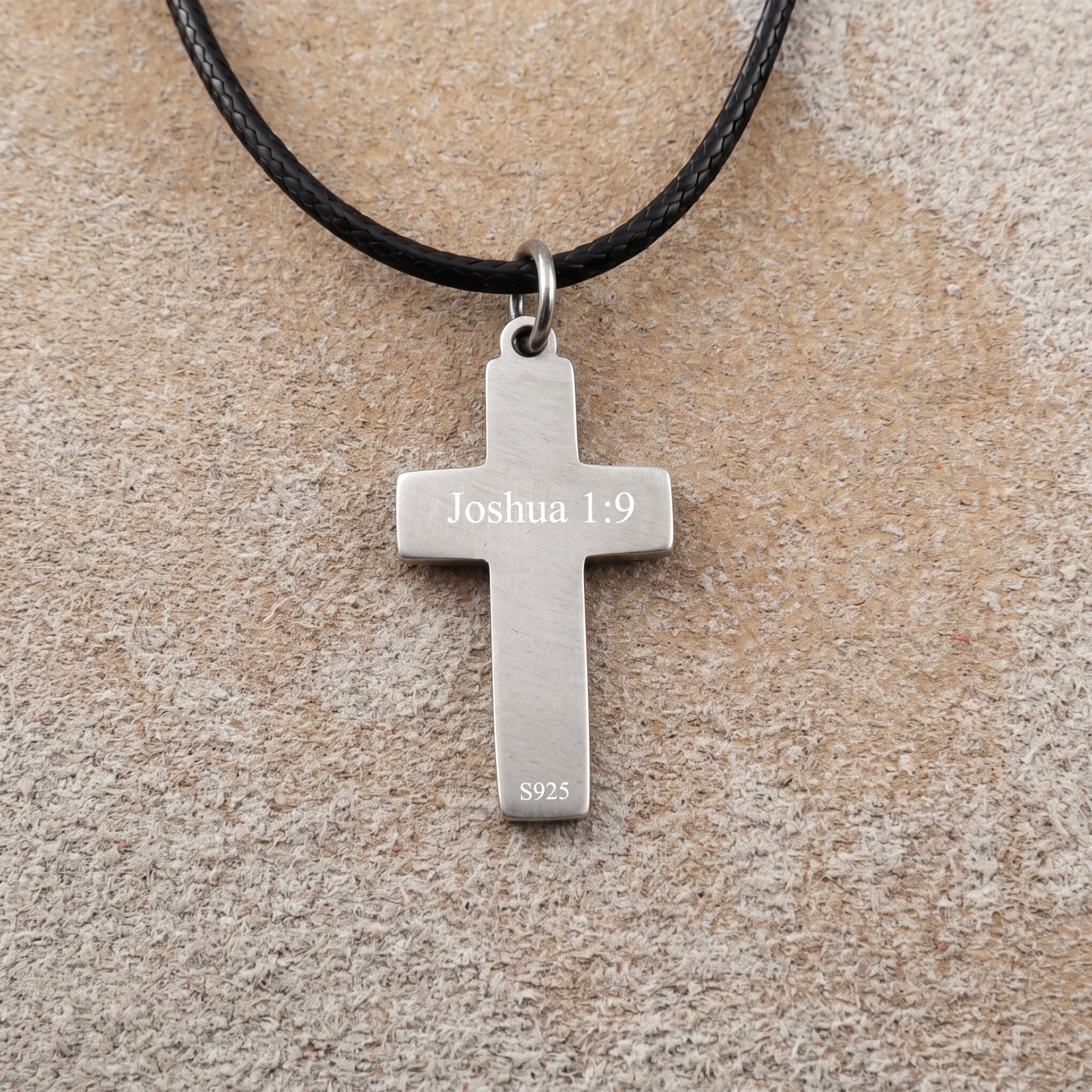 Rock of Ages Sunken Crucifix, Heavy Hammered 925 Sterling Silver Faith Necklace