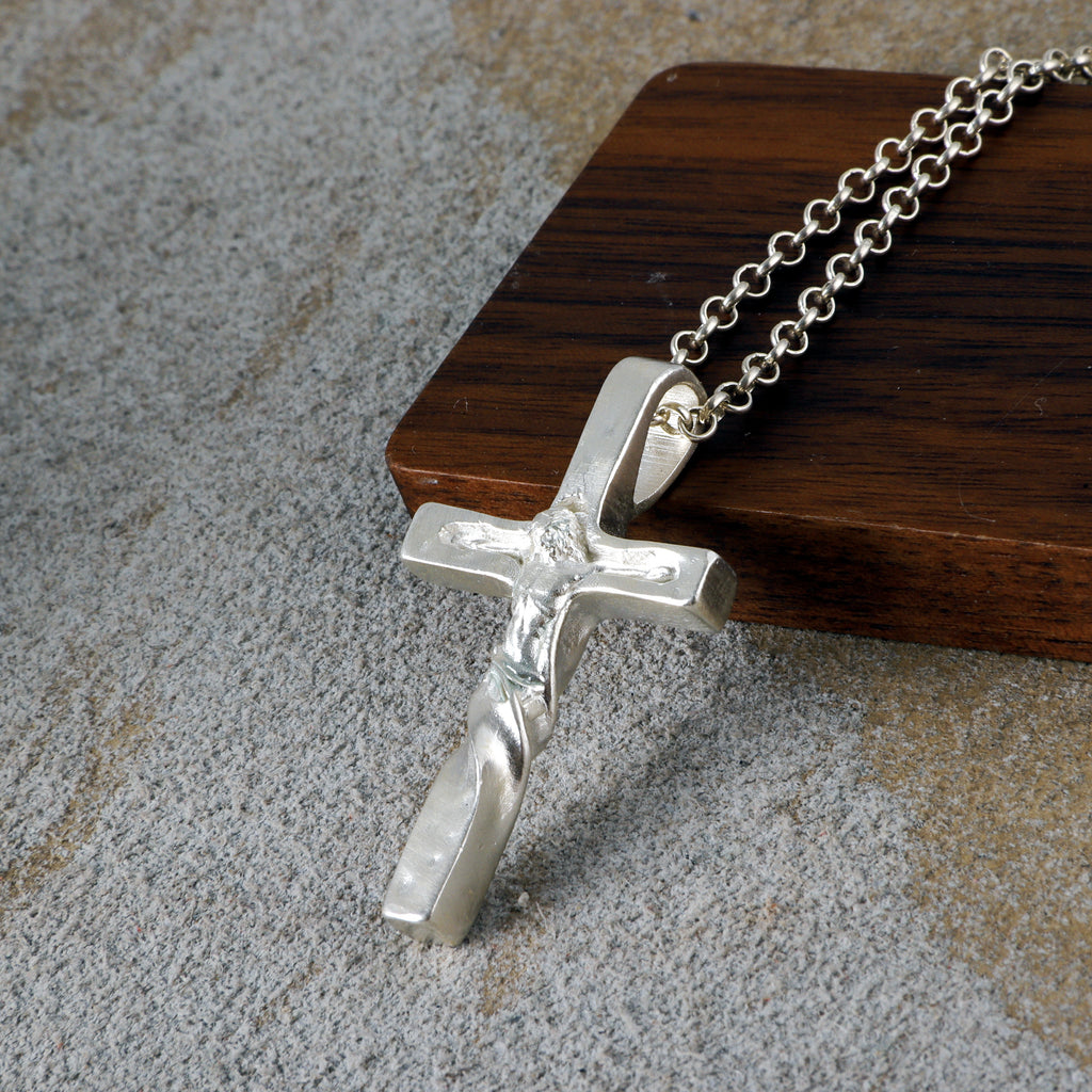 Enduring Hope Crucifix Necklace, Genuine 925 Sterling Silver Spirit of Fortitude Pendant