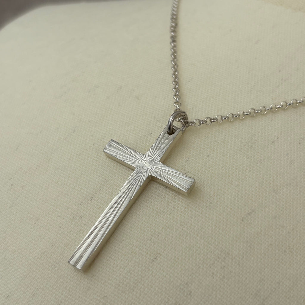 Sovereign Wings Radiant Cross, Solid 925 Sterling Silver Faith & Freedom Necklace