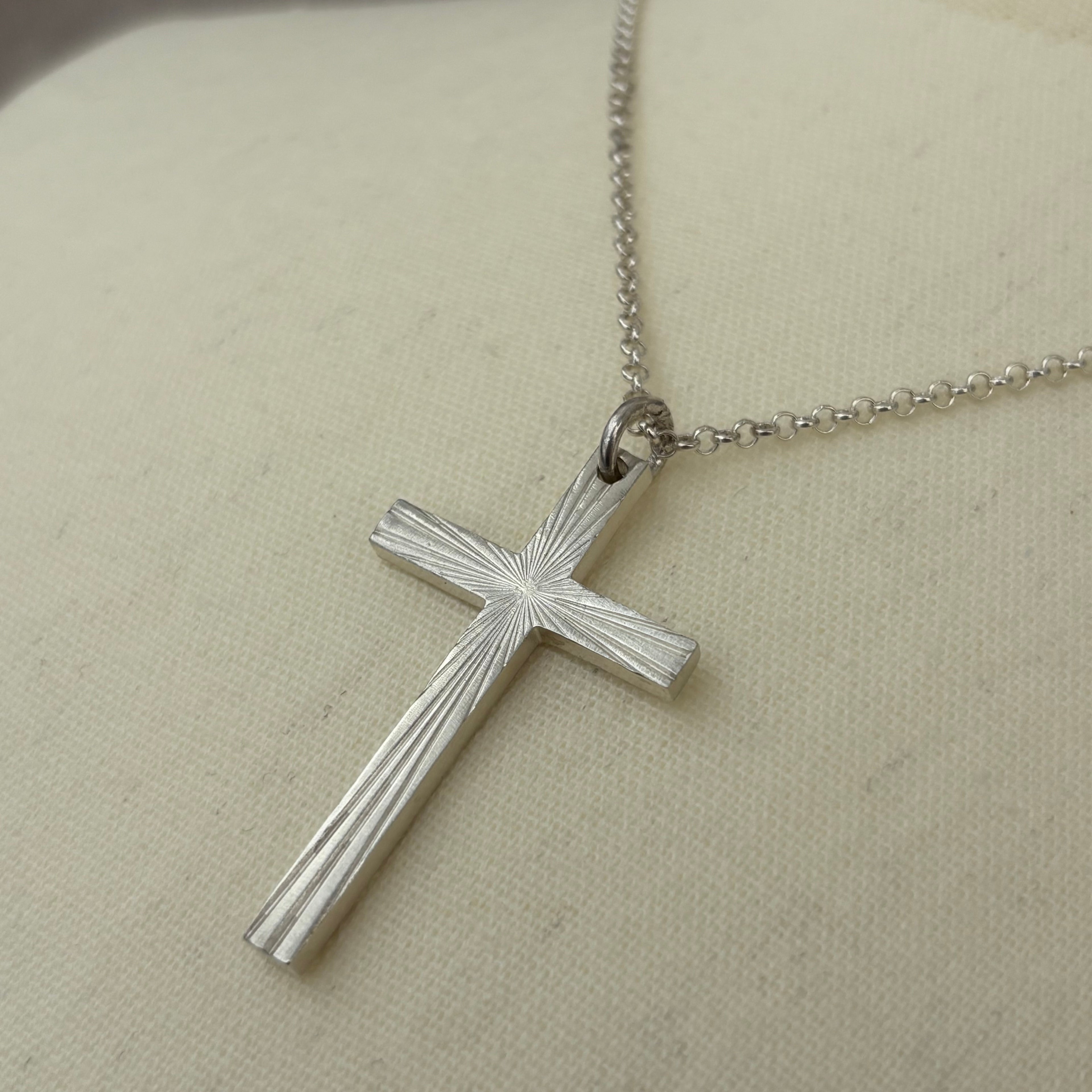 Sovereign Wings Radiant Cross, Solid 925 Sterling Silver Faith & Freedom Necklace