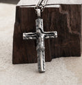 Sacred Jesus Crucifix Pendant, Engravable Solid 925 Sterling Silver Christian Faith Cross Necklace